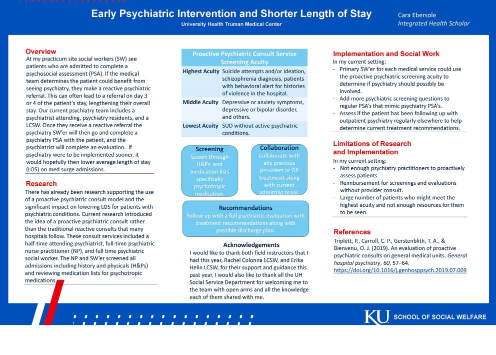 Cara Ebersole : Early Psychiatric Intervention and Shorter Length of Stay
