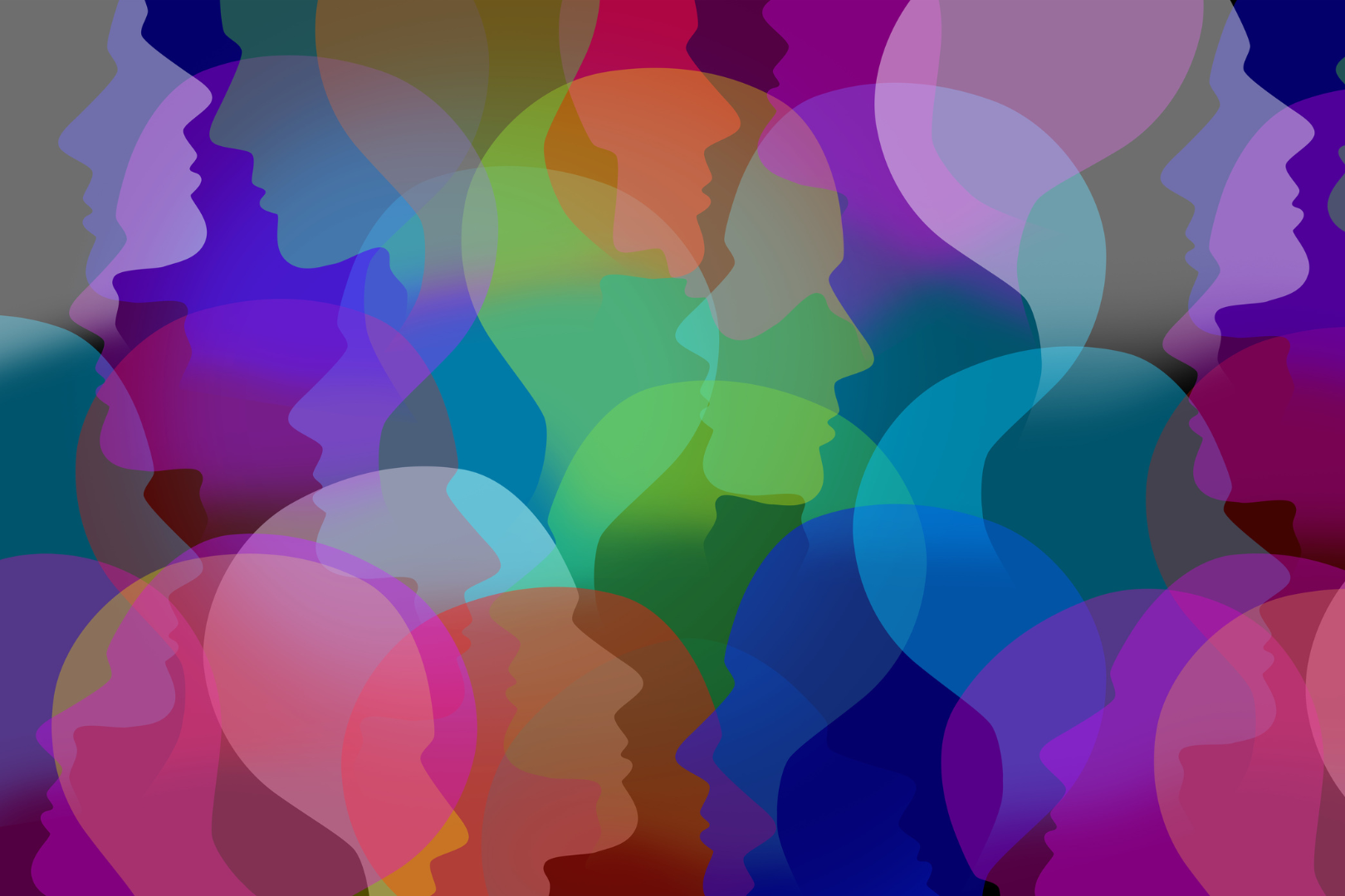 Graphic of colorful faces suggesting collaboration and togetherness