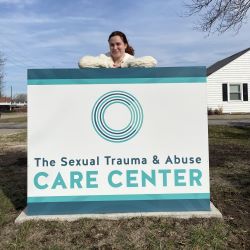 Sophia Ostlund outside of The Sexual Trauma and Abuse Care Center