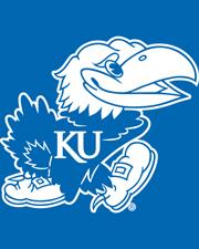 Jayhawk on blue background